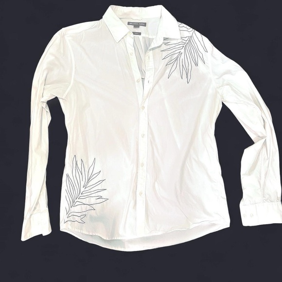 Michael Kors Other - Michael Kors White Leaf Embroidered Shirt (L)